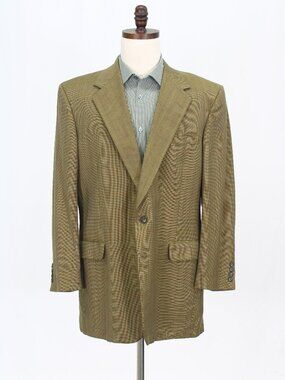 Tom James 44L Brown Blazer Sport Coat Jacket 2-Button Check W681